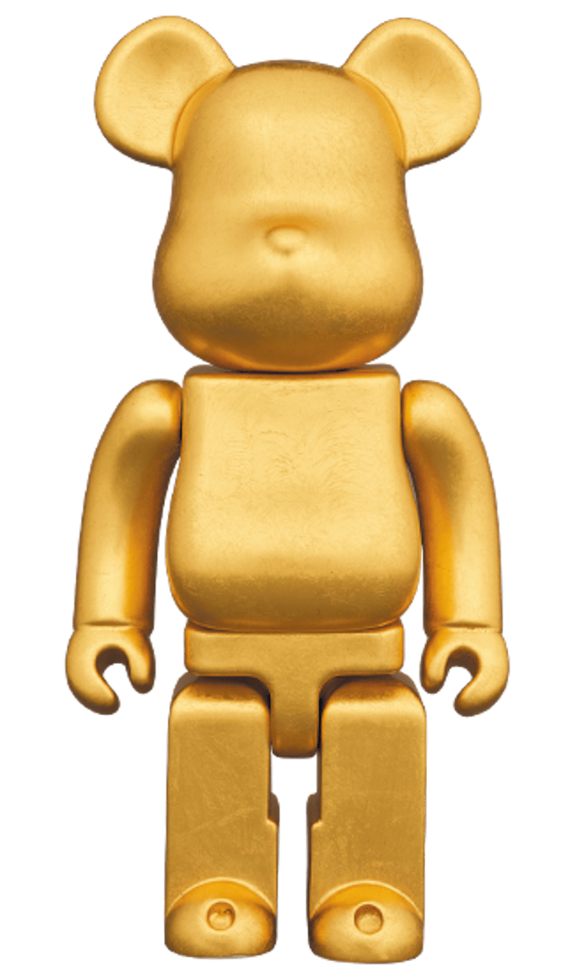 Bearbrick Hirapushin (Pure Gold Foil) 400% Gold