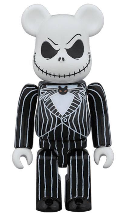 Bearbrick x Disney Tim Burton's The Nightmare Before Christmas Jack Skellington 100% & 400% Set Black