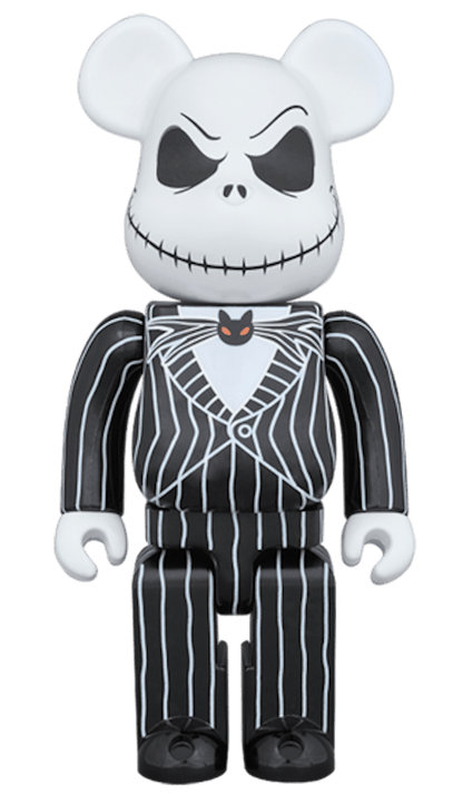 Bearbrick x Disney Tim Burton's The Nightmare Before Christmas Jack Skellington 100% & 400% Set Black