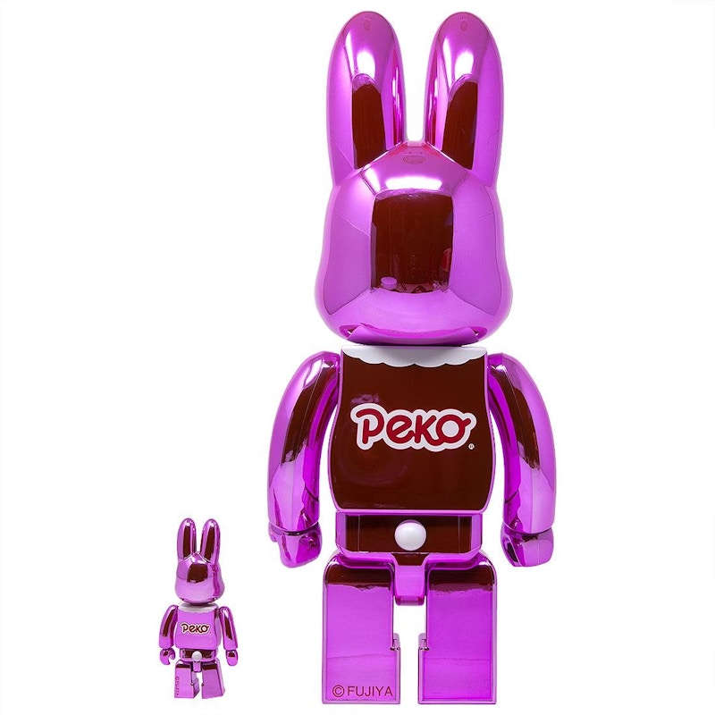 Bearbrick Kigurumi Peko Chan Metallic Pink Rabbrick 100% & 400% Set