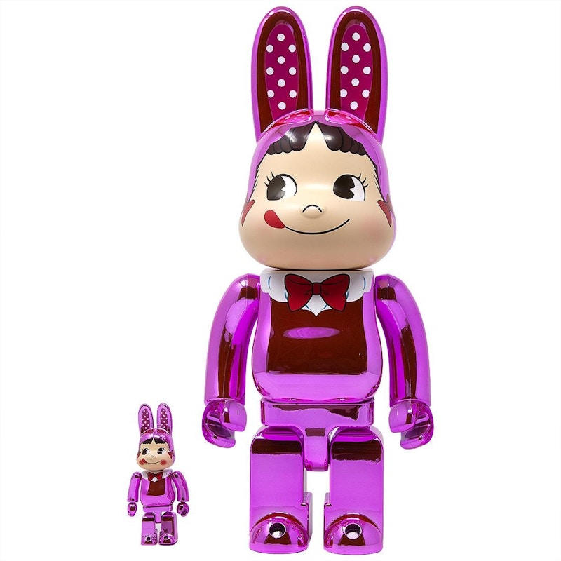 Bearbrick Kigurumi Peko Chan Metallic Pink Rabbrick 100% & 400% Set