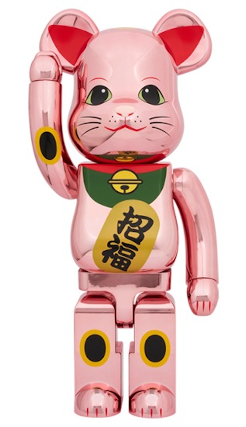 Bearbrick Lucky Cat 1000% Pink Gold Plated