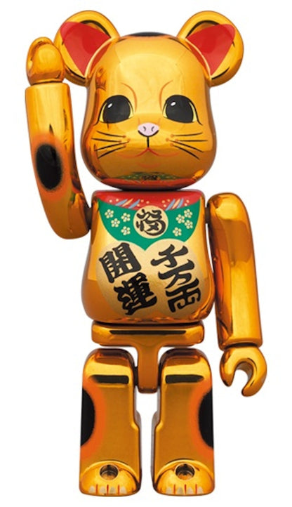 Bearbrick Lucky Cat Good Luck Ten Million Ryo 100% & 400% Set Gold Plated
