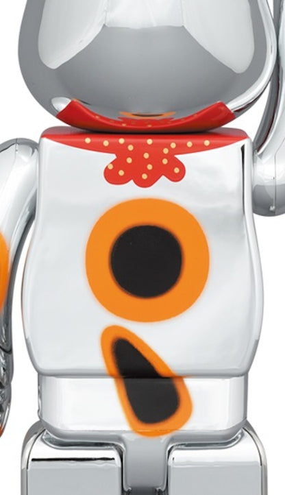 Bearbrick Lucky Cat Good Luck Ten Million Ryo 100% & 400% Set Silver Plated