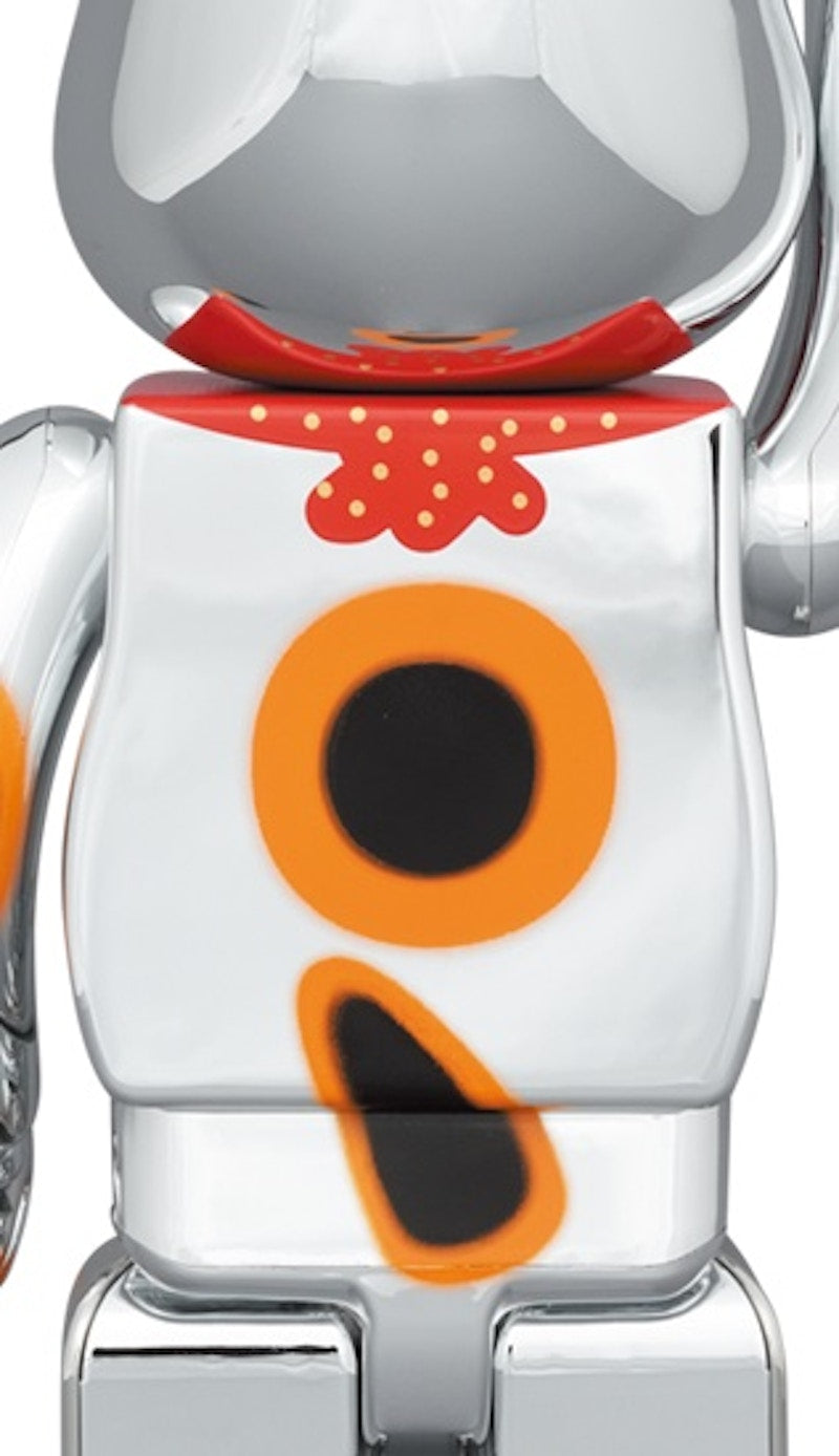 Bearbrick Lucky Cat Good Luck Ten Million Ryo 100% & 400% Set Silver Plated