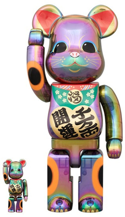 Bearbrick Lucky Cat Good Luck Ten Million Ryo Black Transparent Plating 100% & 400% Set