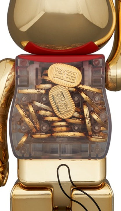 Bearbrick Lucky Cat Oval Good Luck Gold Plated 100% & 400% Set