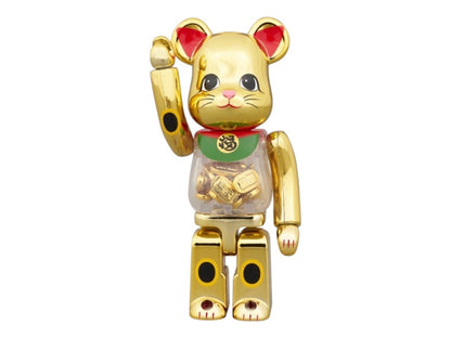 Bearbrick Lucky Cat Oval Good Luck Gold Plated (Open Eyes) 100% & 400% Set