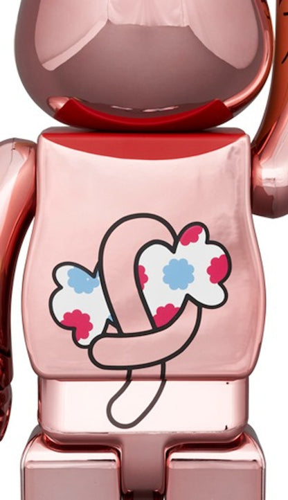 Bearbrick Lucky Cat Peko-chan Money Luck 100% & 400% Set Peach Gold
