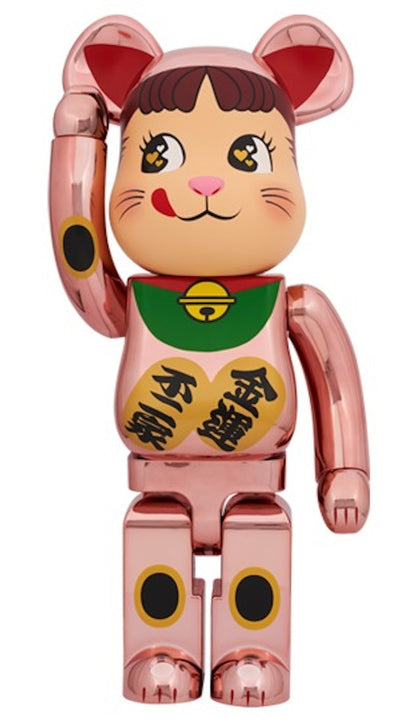 Bearbrick Lucky Cat Peko-chan Money Luck 1000% Peach Gold