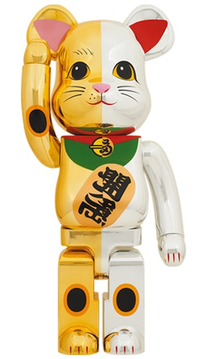 Bearbrick Lucky Cat Ten Million Gold x Good Luck Silver 1000% Gold/Silver