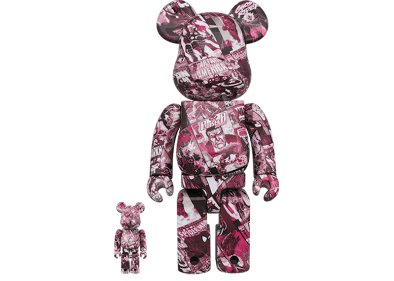 Bearbrick MARVEL 80TH ANNIVERSARY 100% & 400% Set Red Multicolor