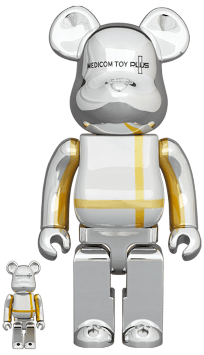 Bearbrick MEDICOM TOY PLUS 100% & 400% Set SILVER CHROME Ver.