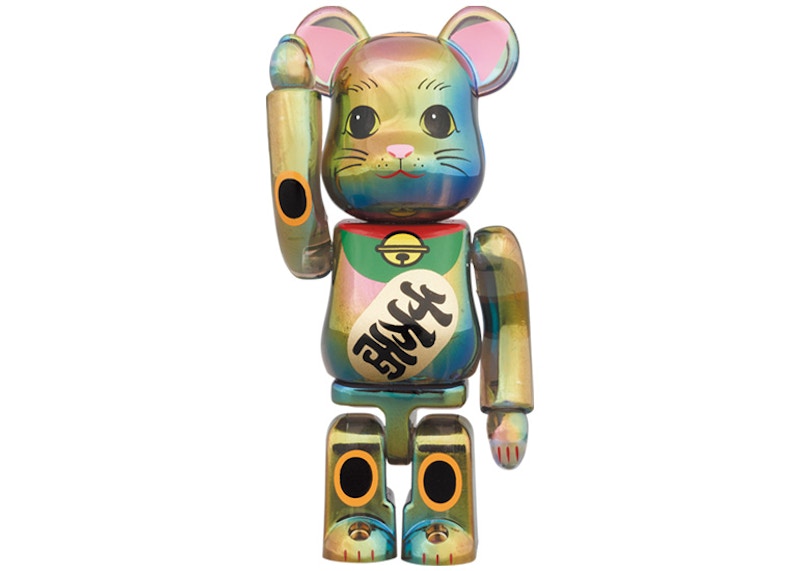 Bearbrick Maneki Neko 100% & 400% Set Black Transparent Plating