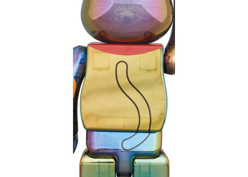 Bearbrick Maneki Neko 100% & 400% Set Black Transparent Plating
