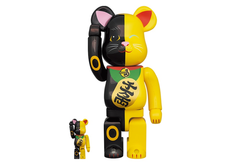 Bearbrick Maneki Neko 100% & 400% Set Black/Yellow