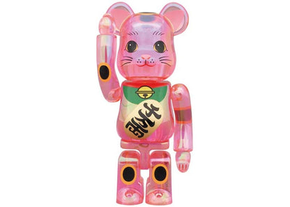Bearbrick Maneki Neko 100% & 400% Set Pink Transparent Plating