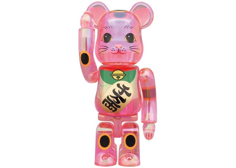 Bearbrick Maneki Neko 100% & 400% Set Pink Transparent Plating