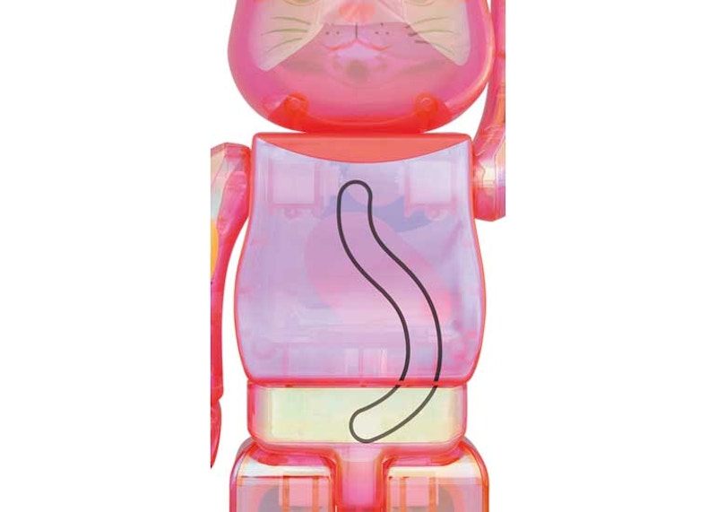Bearbrick Maneki Neko 100% & 400% Set Pink Transparent Plating
