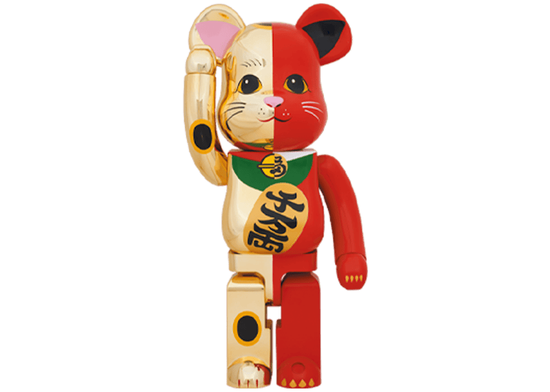 Bearbrick Maneki Neko 1000% Gold/Red