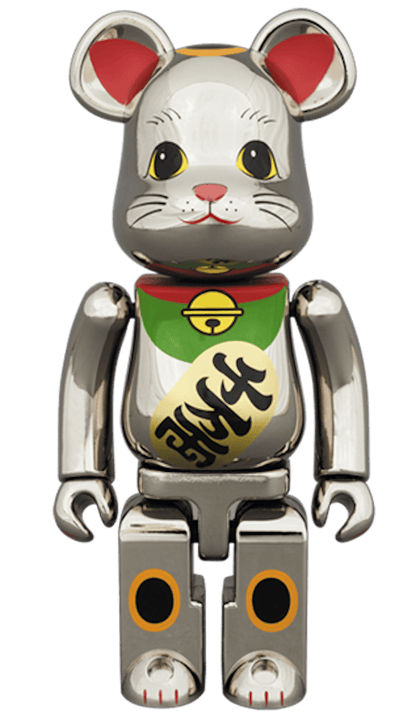 Bearbrick Maneki Neko 200% Silver Plated