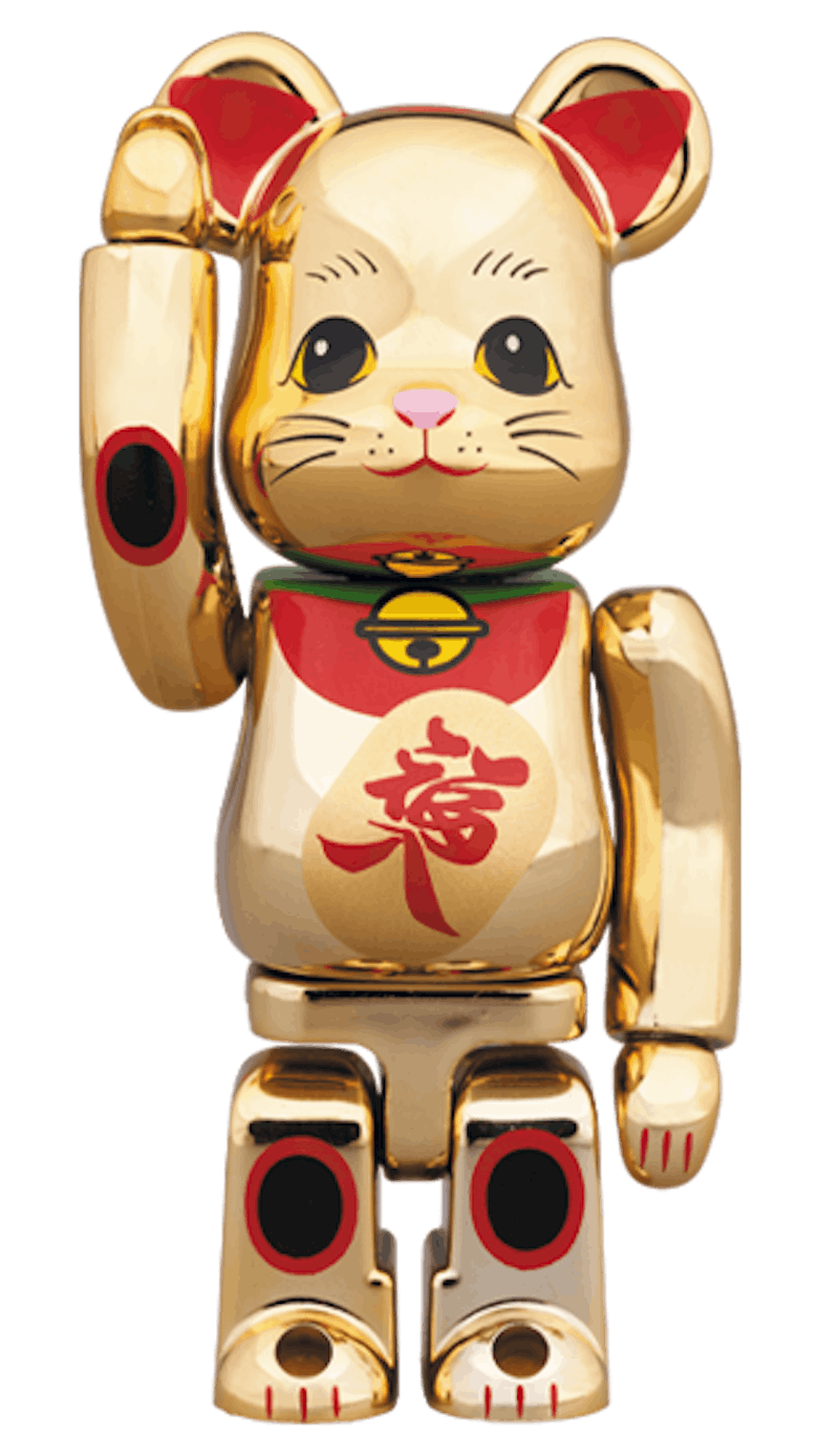 Bearbrick Maneki Neko Gold Plated Fukuiri 100%