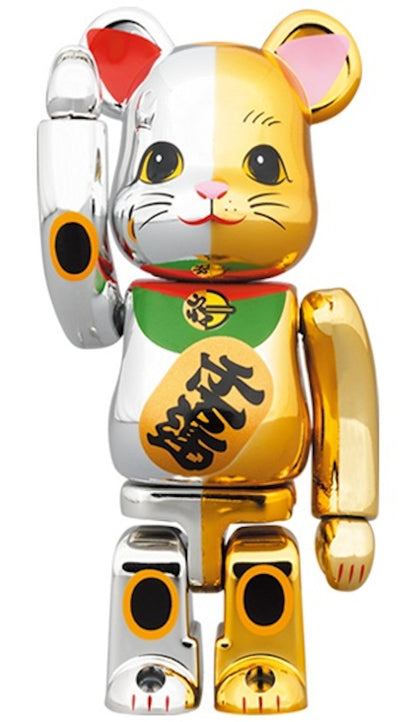 Bearbrick Maneki Neko Good Luck Silver x Ten Million Gold 100% & 400% Set Silver/Gold