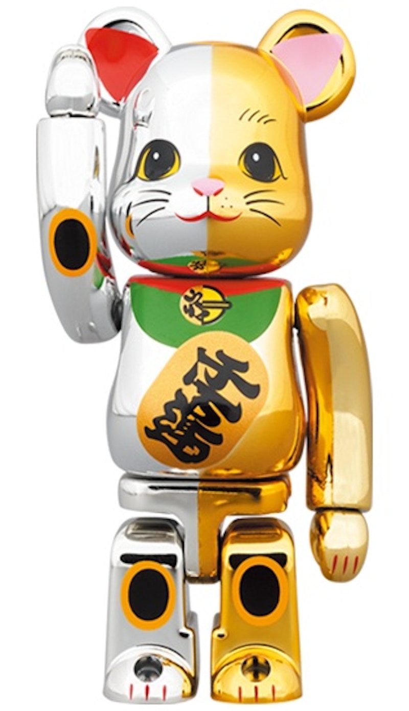 Bearbrick Maneki Neko Good Luck Silver x Ten Million Gold 100% & 400% Set Silver/Gold