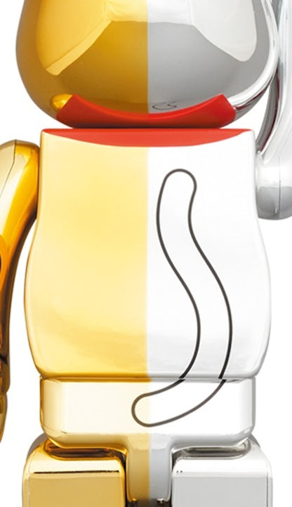 Bearbrick Maneki Neko Good Luck Silver x Ten Million Gold 100% & 400% Set Silver/Gold