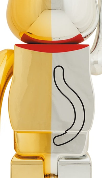 Bearbrick Maneki Neko Good Luck Silver x Ten Million Gold 1000% Silver/Gold