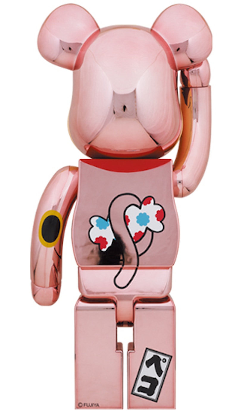 Bearbrick Maneki Neko Peko-chan 1000% Peach Gold Plated