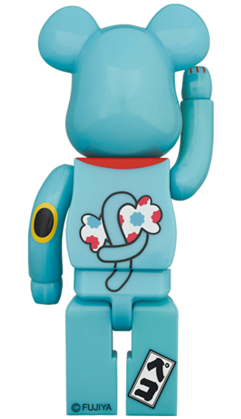 Bearbrick Maneki Neko Peko-chan Blue Liminous 100% & 400% Set