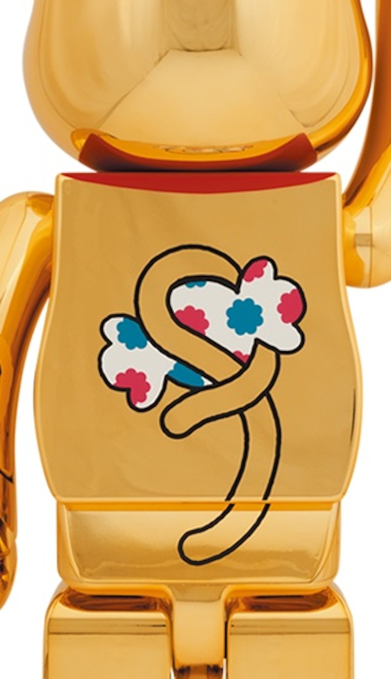Bearbrick Maneki Neko Peko-chan Money Luck 1000% Gold Plated
