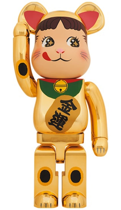 Bearbrick Maneki Neko Peko-chan Money Luck 1000% Gold Plated