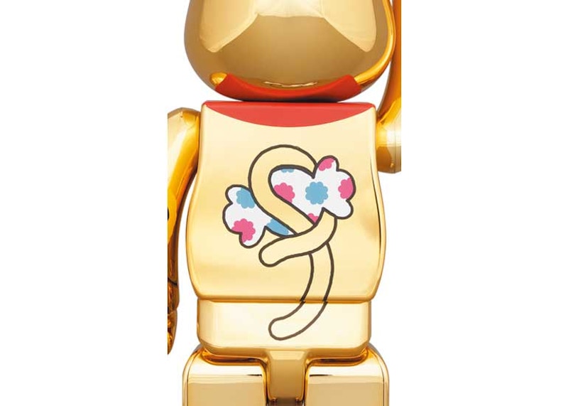 Bearbrick Maneki Neko Peko-chan Money Plating 100% & 400% Set Gold