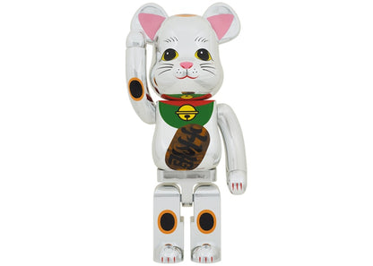 Bearbrick Maneki Neko Silver Plated Luminous 1000%