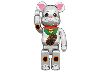 Bearbrick Maneki Neko Silver Plated Luminous 400%