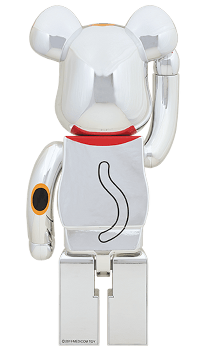 Bearbrick Maneki Neko Silver Plating 1000% Silver