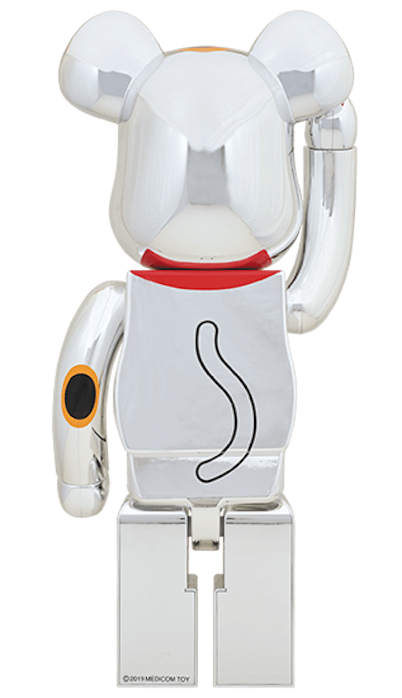 Bearbrick Maneki Neko Silver Plating 1000% Silver