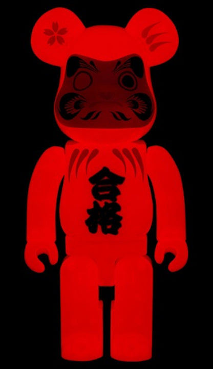 Bearbrick Medicom Daruma Pass 400% Red Glow In The Dark
