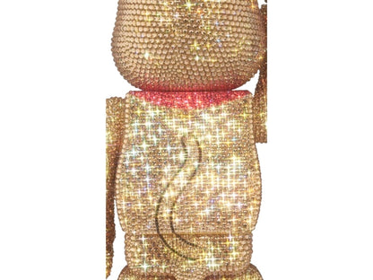 Bearbrick Medicom Lights Style Crystal Decorated Maneki-neko Gold Ten Million Ryo 400%