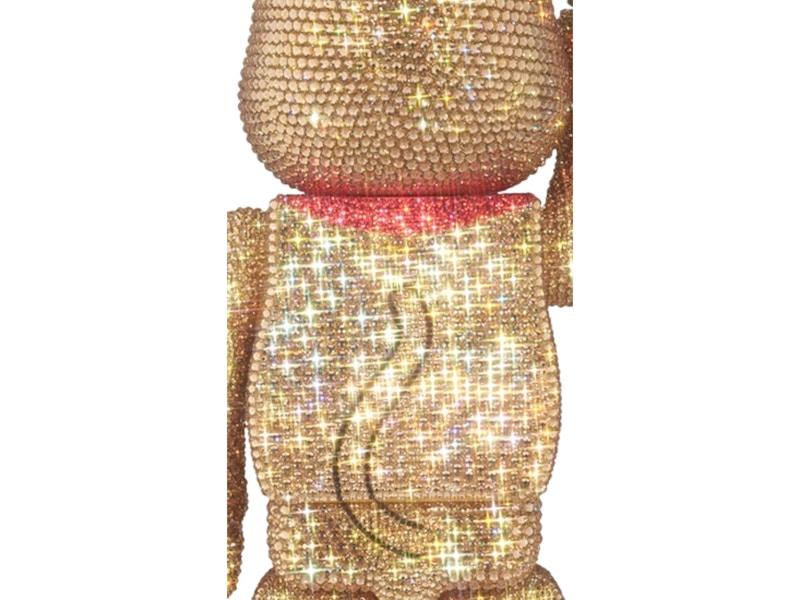 Bearbrick Medicom Lights Style Crystal Decorated Maneki-neko Gold Ten Million Ryo 400%