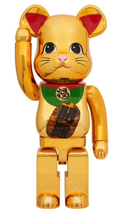Bearbrick Medicom Lucky Cat Good Luck Luminous 1000% Gold Plated