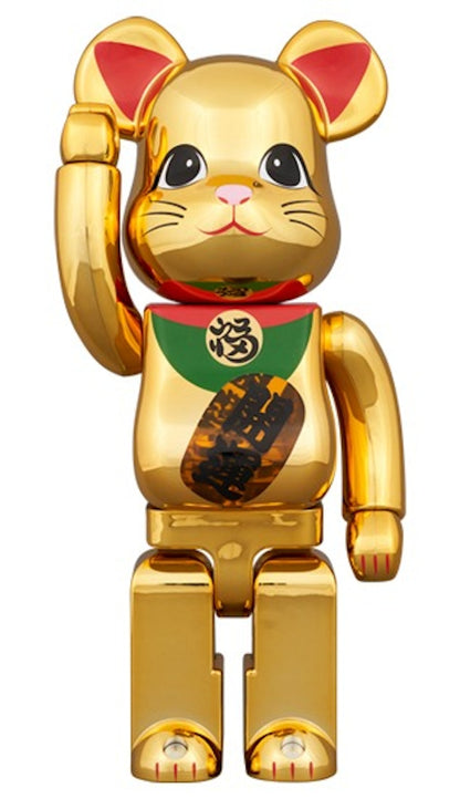 Bearbrick Medicom Lucky Cat Good Luck Luminous 400% Gold Plated