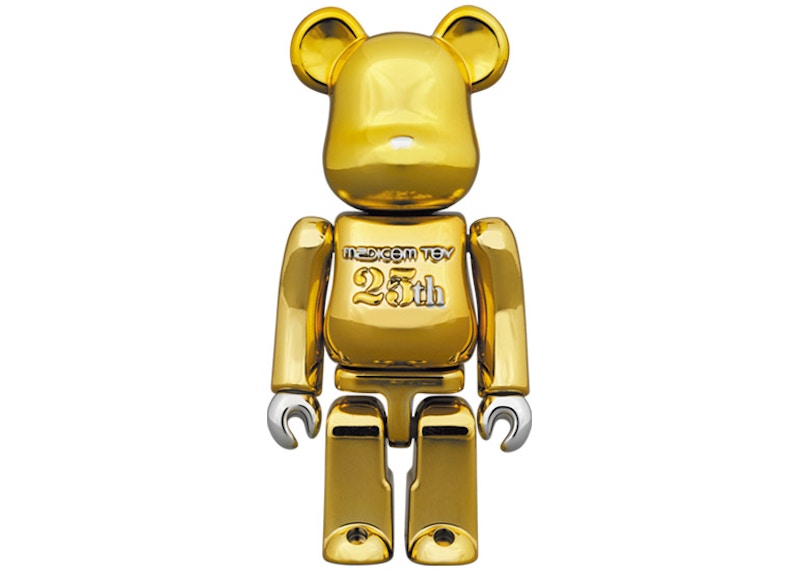 Bearbrick Medicom Toy 25th Anniversary 100% & 400% Set Gold Chrome