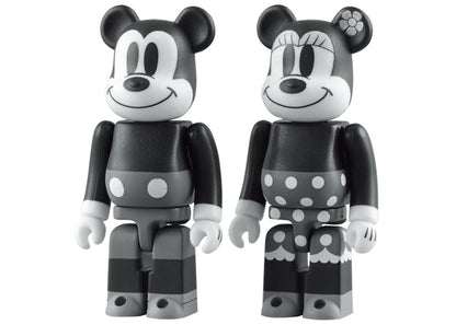 Bearbrick Mickey Mouse & Minnie Mouse Black & White Ver. 100% 2 Pack Black/White