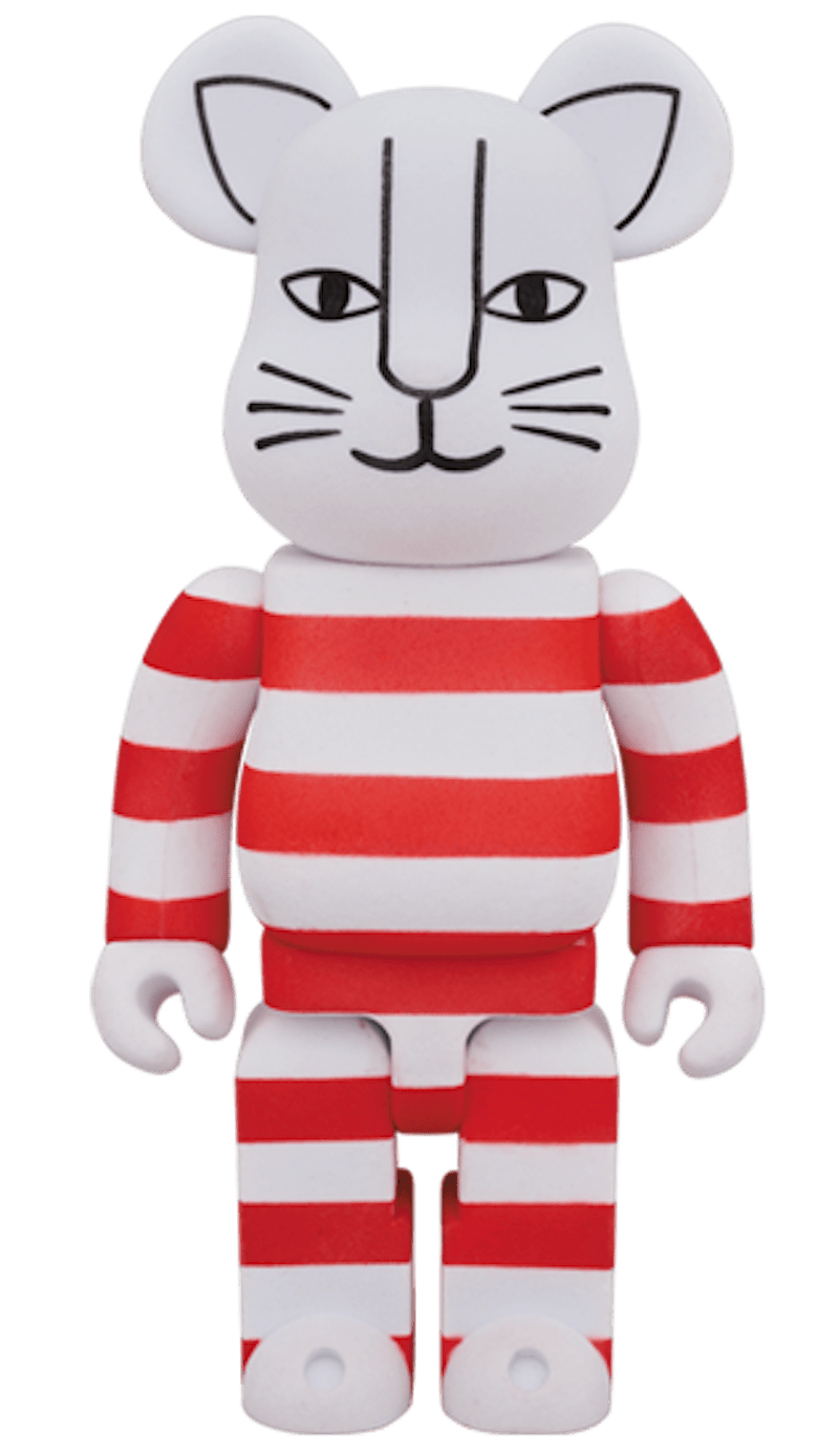 Bearbrick Mikey Flocky Ver. 100% & 400% Set White/Red