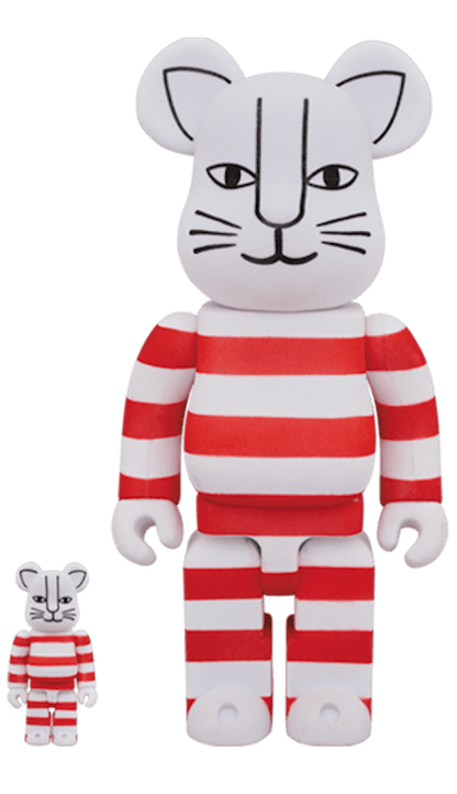 Bearbrick Mikey Flocky Ver. 100% & 400% Set White/Red