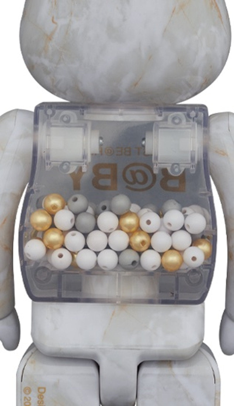 Bearbrick My First Baby Marble Ver. 100% & 400% Set White & Gold