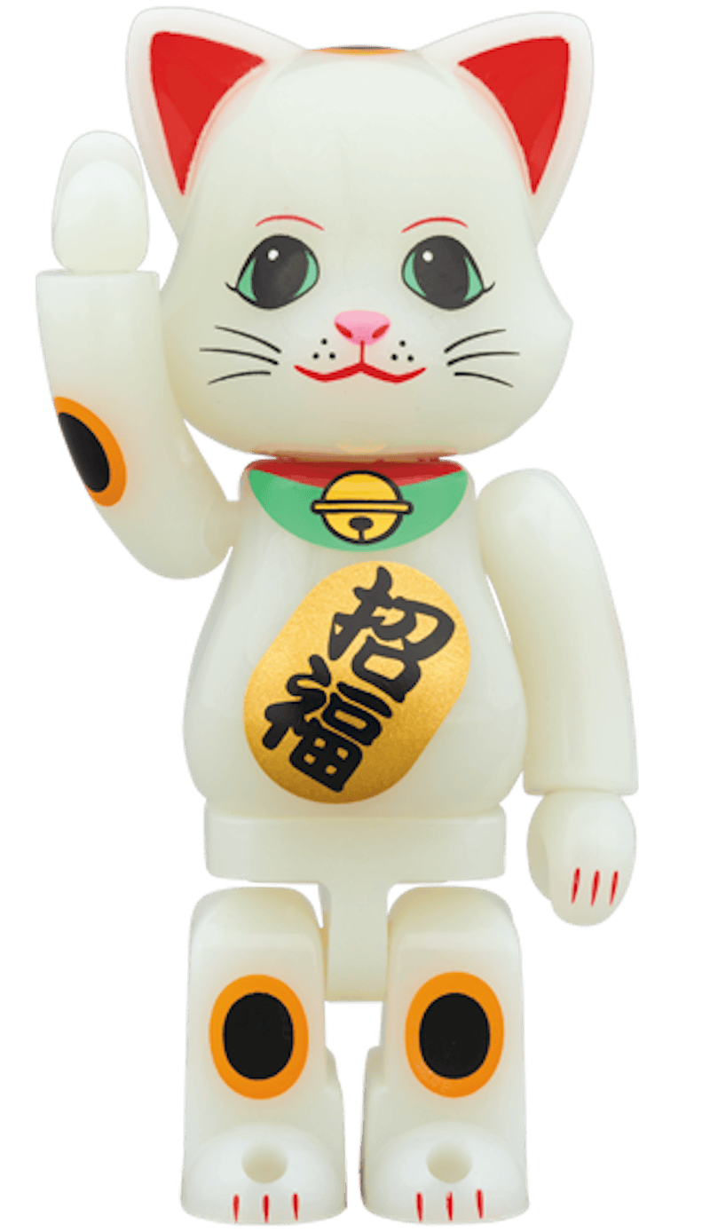 Bearbrick Nyabrick Beckoning Cat GITD 100% White